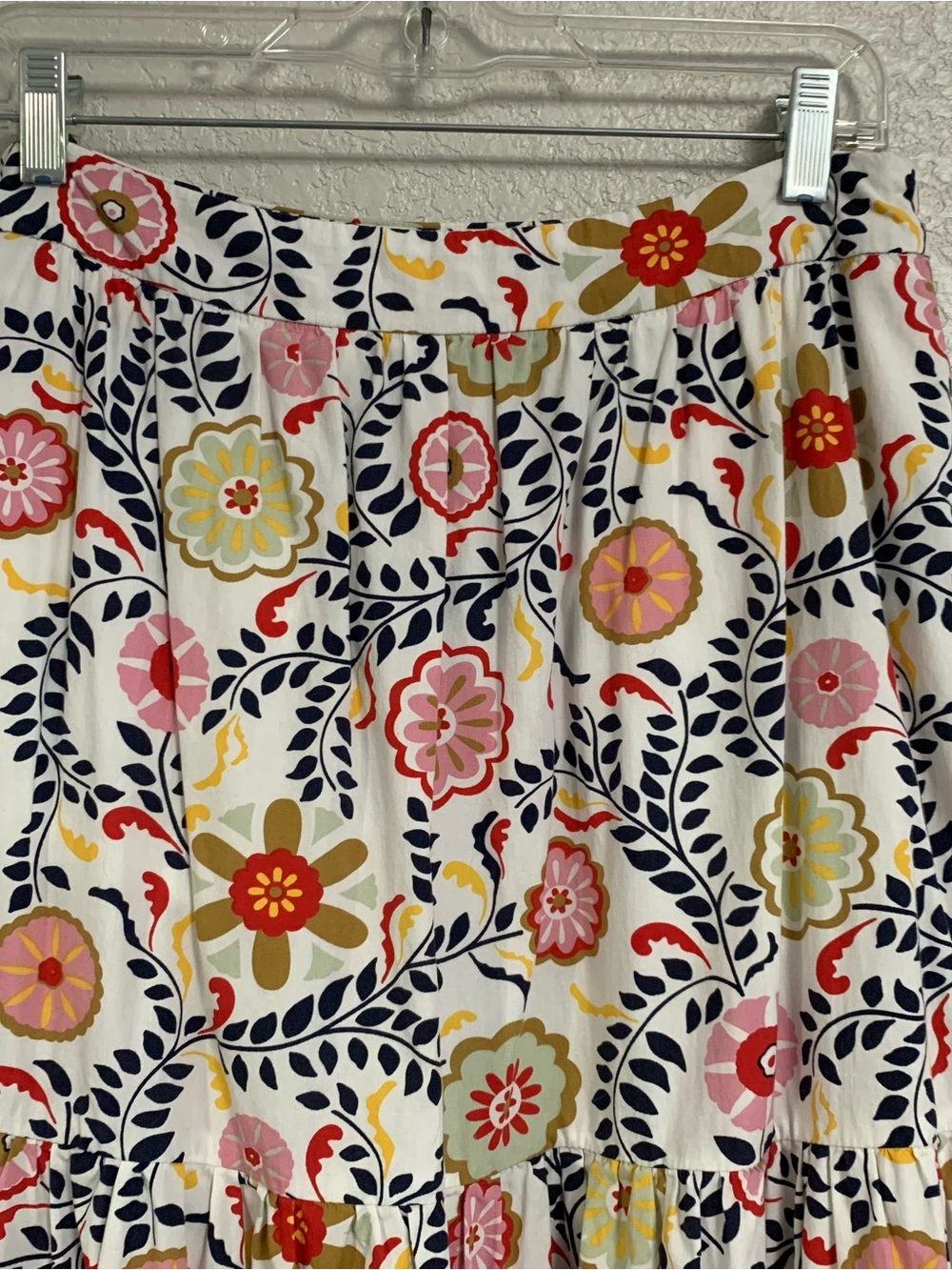 Boden Skirt Womens 8P Poplin Floral Tiered Maxi Pockets Preppy Boho Festival - Picture 3 of 11